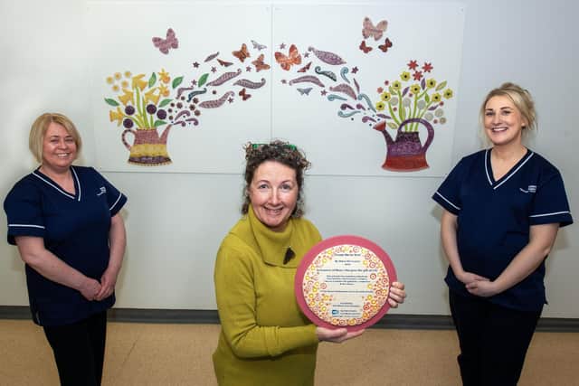 Pictured from left, Edel Livingstone, Northern Ireland Organ Donation Team Manager, Diane McCormick, Ceramic Artist and Rachel McIvor, Specialist Nurse Organ Donation
Southern Health and Social Care Trust.