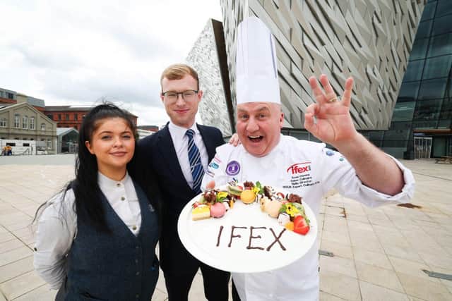 IFEX 2024 returns next month. Pictured are, Emma McIlveen, Ciaran Campbell and Sean Owens.