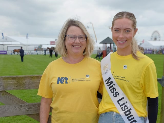 Northern Ireland Kidney Research Fund introduce their newest ambassador - Miss Top Model NI and specialist renal nurse Hannah Johns pictured with Susan Kee, Chair of Northern Ireland Kidney Research Fund at Balmoral Show.