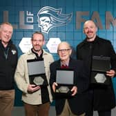 Martin McDowell, chair, The Odyssey Trust, Mark Morrison, former forward, Belfast Giants, Bob Zeller, co-founder and former co-owner, Belfast Giants, Jason Bowen, former defenceman, Belfast Giants