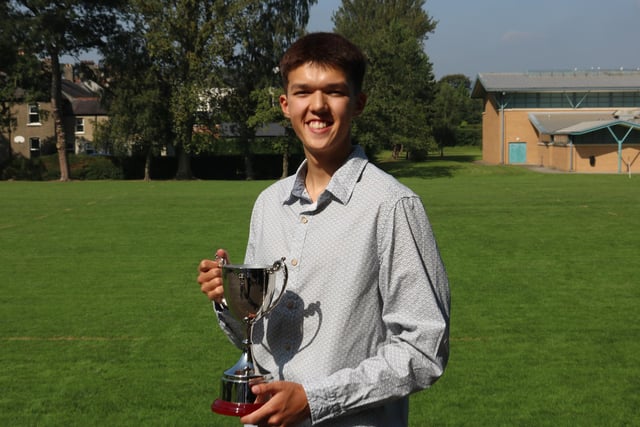 The Hilary Reseigh Cup was awarded to Donald Gillespie who was the pupil with the best overall achievement in Science at A-level. It was donated to school in memory of Hilary Young, who was Head Girl here in 1988/89 and her love of Science, and Chemistry in particular, led her to a career in Pharmacy.