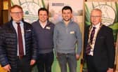 Ross & Samuel Beattie from Dunloy took one of the Runner Up awards in the Grassland Farmer of the Year (Young Farmers section) and are pictured with UGS President John Egerton and Mark Forsythe, Danske Bank.