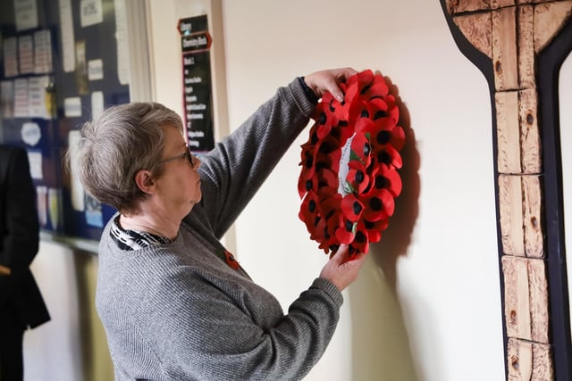 Wreath laying by Chair of the Board of Govenors Mrs Lynne Dripps.