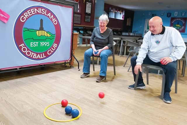 Ann and Jim putting their Boccia skills to the test at the Cuppa Club. Photo submitted by National Lottery Community Fund