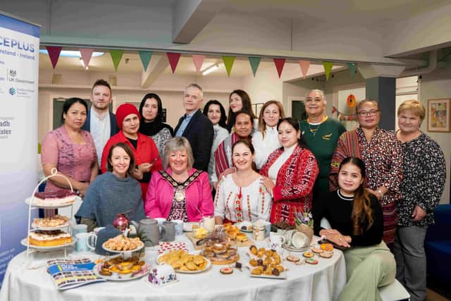 Participants in the new Unity in Diversity Project led by First Steps Women’s Centre (FSWC) joined the Chair of Mid Ulster Council, Cllr Frances Burton, at the Project’s launch. The project is part of Mid Ulster District Council’s co-designed €5.2M Local Community PEACEPLUS Action Plan and aims to build intercultural understanding, inclusion, and community resilience across the Council area. Credit: Supplied