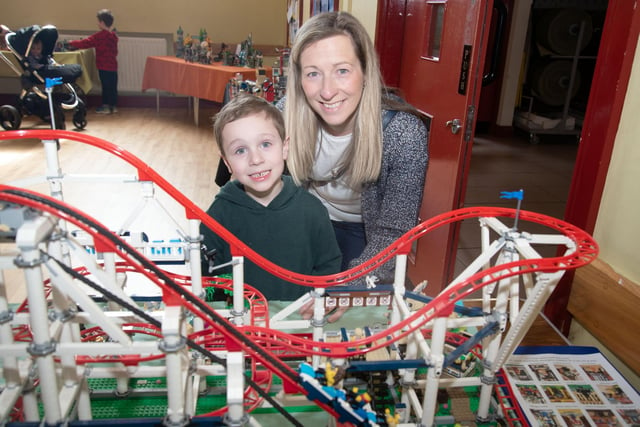 Saturday was a roller coaster ride of fun for Helen Fry and son Jacob (5) at the Lego exhibition. PT15-215.