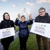 Launching the Housing Executive’s recent Rural Community Awards competition is, from left, Noeleen Connolly, Housing Executive Team Leader, Ballycastle and Ballymoney, Margaret Reid, last year’s Rural Community Champion and Chairperson of Young at Heart in Ballintoy and Eoin McKinney, Housing Executive Rural Officer. CREDIT NIHE