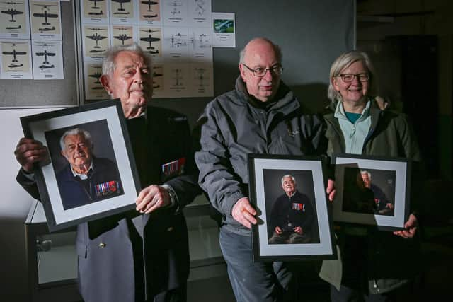 Fred with his son Raymond and his daughter in law. Pic credit: Alan Chowney