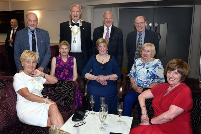 Portadown Rotary Club President, Arnold Hatch, back row second left, pictured with guests who attendeed the club's charity dinner on Friday evening. PT19-222.