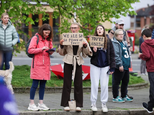 Spectators lining the route of the Phoenix Energy Belfast City Marathon.