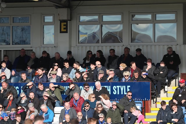 Hartlepool United supporters soak up the sunshine at the Suit Direct Stadium. (Credit: Mark Fletcher | MI News)