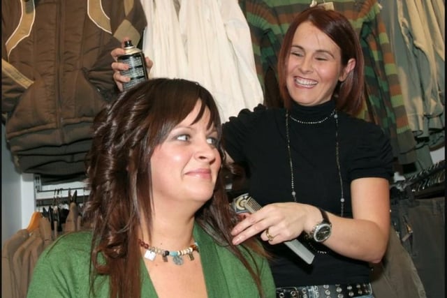 Karen Lawn, from Lawn's Unisex Hair Salon, gave a demonstration during the event at the DV8 Magherafelt Store in 2006.