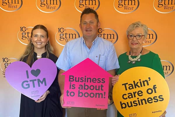 Abigail Everett, Tourism Ireland; John Higgins, National Trust - Giant’s Causeway World Heritage Site; and Hillarie McGuinness, Tourism Ireland, at GTM West in Nevada.
Pic – Tourism Ireland