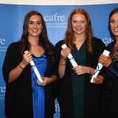 Parklands Veterinary Group supported five staff to attain their Level 3 Diploma in Veterinary Nursing (Companion Animal) qualifications. Celebrating are graduates, Adele Getty (Maghera), Claire Dilly (Dungannon) and Rachel Mullan (Portadown).