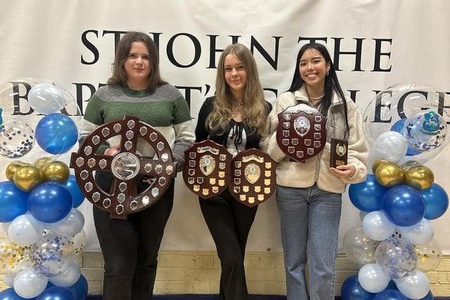 Pupils with their awards at the prize evening.