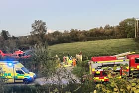 Emergency services taking part in the rescue of a man on the banks of the River Moyola. Credit: John Hurl