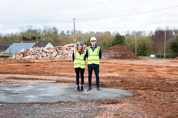 Pictured are Emma Donnelly and Donovan McKillan from TBC on site of the £1m factory extension. Credit: Submitted