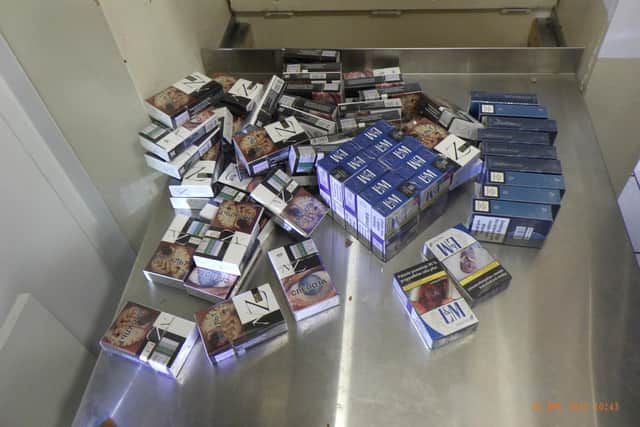 Tobacco products seized in Dungannon yesterday.