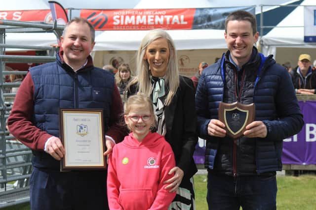 Timothy, Aaron and Grace Haffey, Kilvergan Herd, Lurgan, were congratulated by Upper Bann MP Carla Lockhart. Picture: Julie Hazelton
