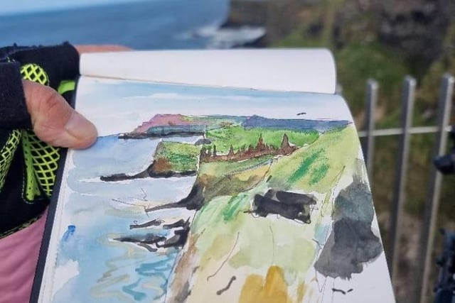 A talented artist, Timmy took time to paint this picture of Dunluce Castle.