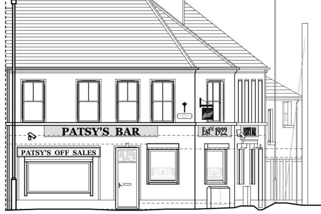 Planning permission has been granted for refurbishments to Patsy's Bar, Coleraine - this is the existing front elevation. Credit: bell architects