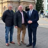 DUP MLA Maurice Bradley with Economy Minister, Gordon Lyons MLA and Jamie Hamill from the Coleraine BID team