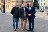 DUP MLA Maurice Bradley with Economy Minister, Gordon Lyons MLA and Jamie Hamill from the Coleraine BID team