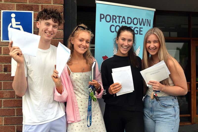Portadown College students who received their A2 results on Thursday.