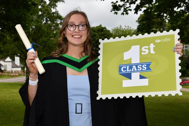 Gemma Walker from Dungannon graduated with a First Class Honours Degree in Food Innovation and Nutrition at CAFRE’s Graduation Ceremony. Gemma studied at CAFRE Loughry Campus to attain her award and has now taken up a position in New Product Development with Mackles Petfoods.