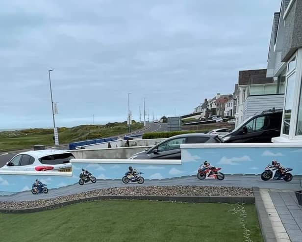 The NW200 dedicated wall mural which has been unveiled at Portstewart B&B, No5 Portrush Road.