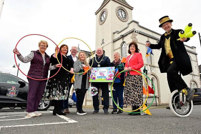 Mayor of Antrim and Newtownabbey, Councillor Neil Kelly with the Ballyclare May Fair Working Group.