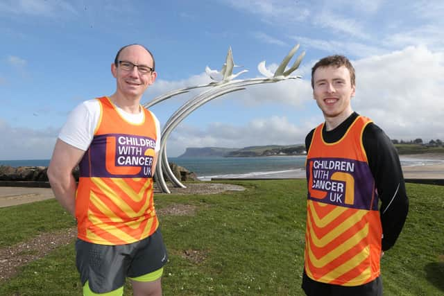 Paul Quinn and Mark Gardiner from Ballycastle Running Club are training for the London Marathon in April where they will complete the 26.2 Mile course for Children with Cancer UK. Credit McAuley Multimedia