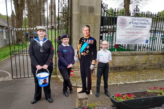 Sophie, Lucy and Mya collecting with some 'Royal Assistance'