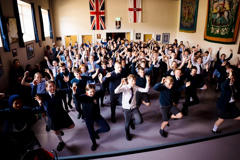 The pupils soon mastered their high-kicks while learning how to Highland dance in Ballyclare Orange Hall.