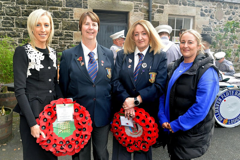 Upper Bann MP Carla Lockhart, left, with members of the Ancre Somme Association before their annual Somme Commemoration Parade in Lurgan town centre on Saturday night. Members, from left are, Sharon Woods, Gillian Bleakney and Rachel Davidson. LM27-218. Photo by Tony Hendron