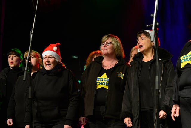 Lisburn Rock Choir entertains the audience at the switching on of the lights