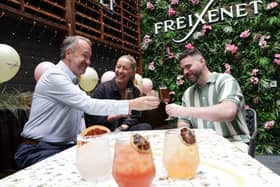 Launching the new summer partnership are Nicole Kane, General Manager of The Foundry, with Ciaran Meyler (left), Wine Manager, and David Greenlees, Brand Manager with Craigavon-based United Wines which distributes Freixenet in Northern Ireland.