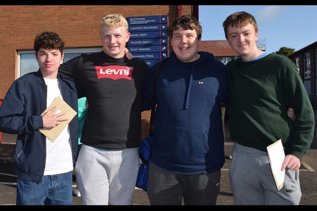 All smiles from Coleraine Grammar School students as they collected their GCSE results.