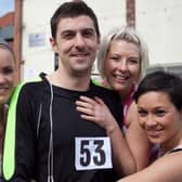 Ceire Smyth, Greig Smyth, Sara Moore and Carol McCutcheon before the start of the 2011 Road Race in Whitehead.