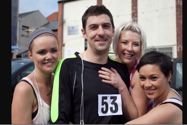 Ceire Smyth, Greig Smyth, Sara Moore and Carol McCutcheon before the start of the 2011 Road Race in Whitehead.