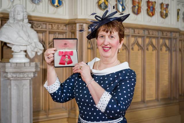 Lagan Valley Hospital Ward Manager June Cairns pictured with her MBE.
