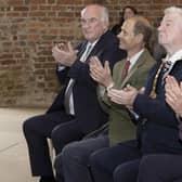 The Duke of Edinburgh enjoyed a performance by Counterpoint Choir and violinist Zak Hassan held in Mussenden Temple, accompanied by the Mayor of Causeway Coast and Glens, Councillor Steven Callaghan QPM, Deputy Lord-Lieutenant of County Londonderry William Oliver MBE and Heather McLachlan, National Trust Director for Northern Ireland...Pic Steven McAuley/McAuley Multimedia