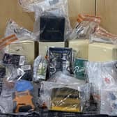 Police image of items seized during the operation. Photo provided by PSNI