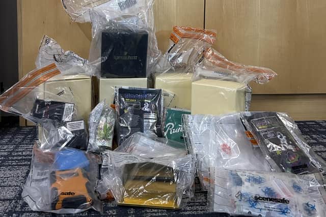 Police image of items seized during the operation. Photo provided by PSNI
