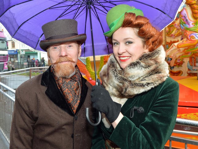Dapper Dee and Bella Agogo dressed for the Whitehead Victorian street fair in 2015. INCT 48-034-PSB