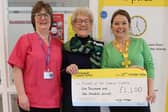 May pictured with Dympna McParland, Vascular Access Lead Nurse, Infusion Services & Sarah Wilson, Friends of the Cancer Centre.