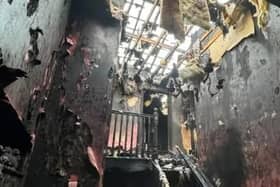 The charred remains of the house which was destroyed in a Christmas Day fire in Maghera. Credit: Gofundme