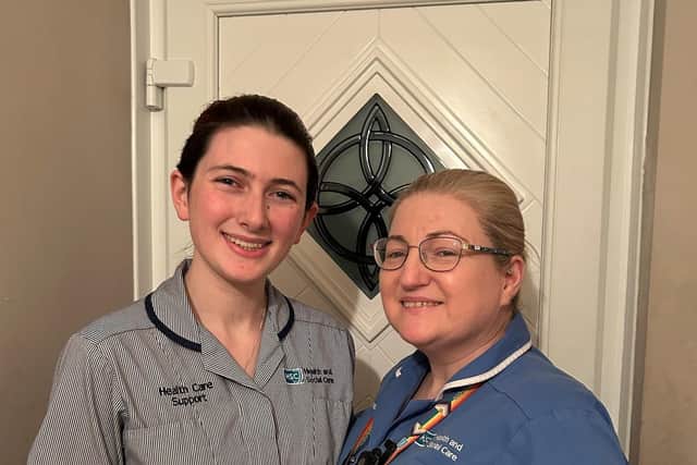 Mother and daughter Christine and Colette Leathem carry on the family tradition of working in healthcare. Pic credit: SEHSCT