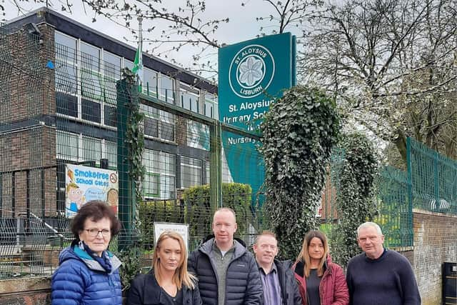 The St. Aloysius Parents Road Safety Group have met with a number of politicians to discuss the need for a crossing on the Ballinderry Road, including Sinn Fein's Gary McCleave, who is pictured with members of the group.