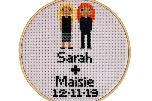 If you’re after a personalised gift for you and your partner, look no further than this Couples Cross Stitch Portrait from SewUniqueCrossStitch.
For £20, this Belfast-based stitcher will take your favourite photo of the happy couple and transform it into a cross stitch delight, resulting in a hand-stitched hoop that you can proudly display in your home.
For more information, go to etsy.com/personalised-custom-cross-portrait
